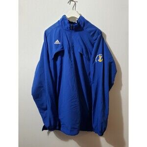 ADIDAS CLIMAPROOF Track JACKET Coat Windbreaker BLUE/WHITE Size L LSSU 1/4 Zip